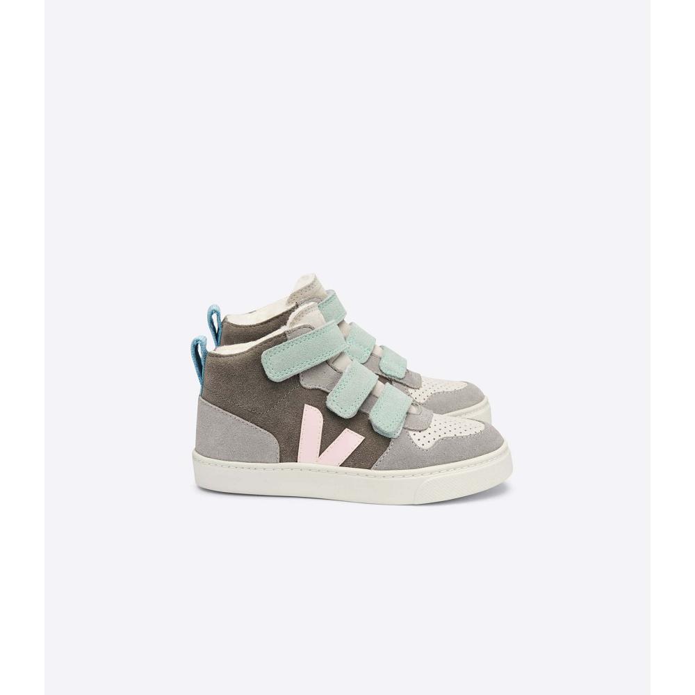 Grey Kids\' Veja V-10 MID FURED SUEDE High Tops | AU 708UZG